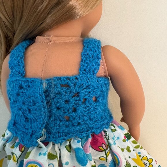 Blue Chrochet & Floral Dress for 18" Dolls - Picture 6 of 6
